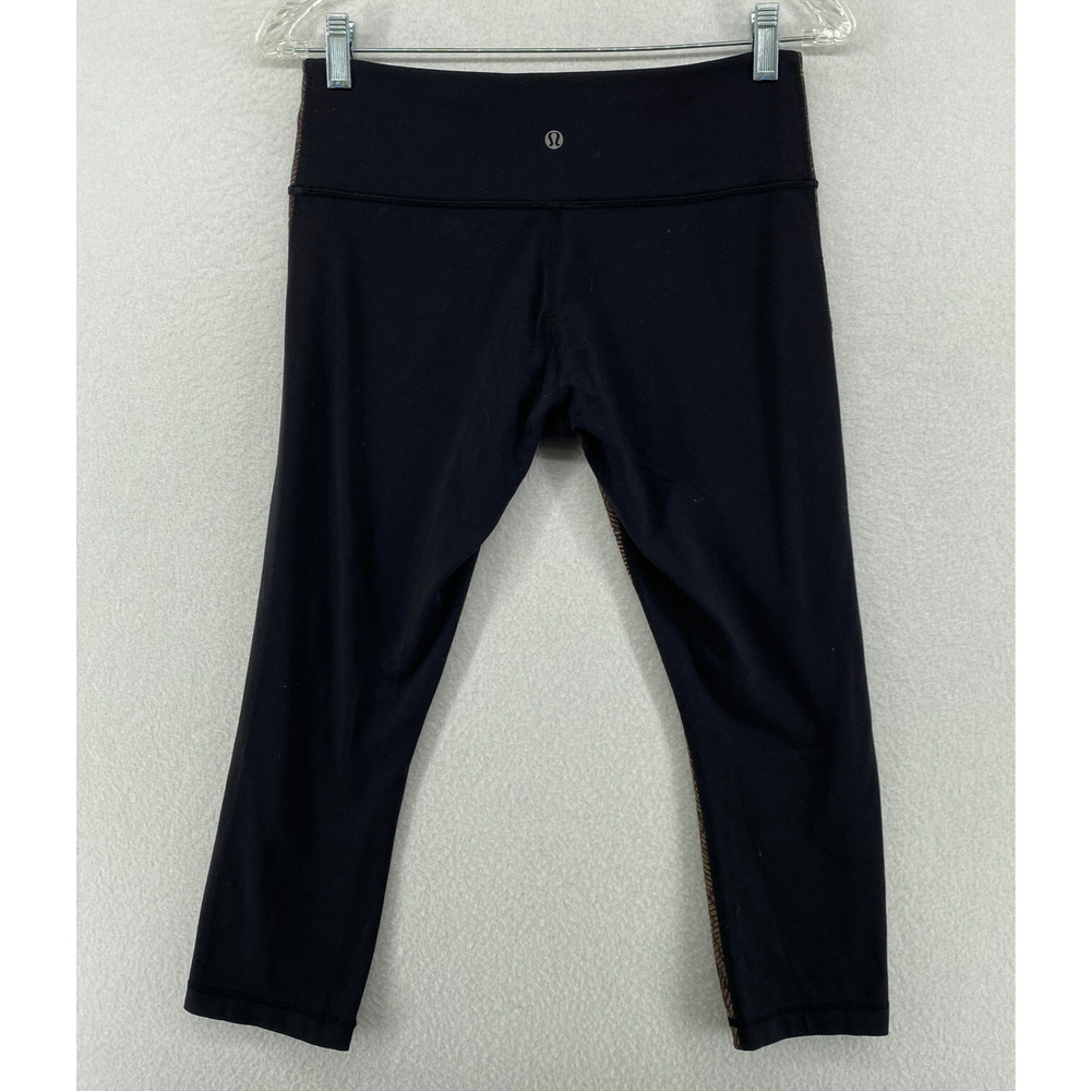 LULULEMON Leggings 6 Wunder Under Crop II Full On Luon Yoga Gym Stretch Brown - Picture 3 of 9